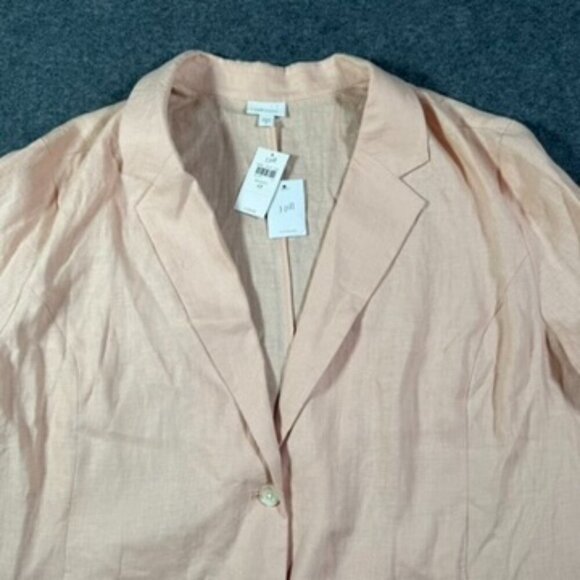J Jill Womens Love Linen Blazer Sz 4X Seashell Pink Blush Vacation Resort NWT - Picture 3 of 12